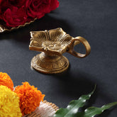 Brass Panchmukhi Floral Diya/Deepak for Pooja